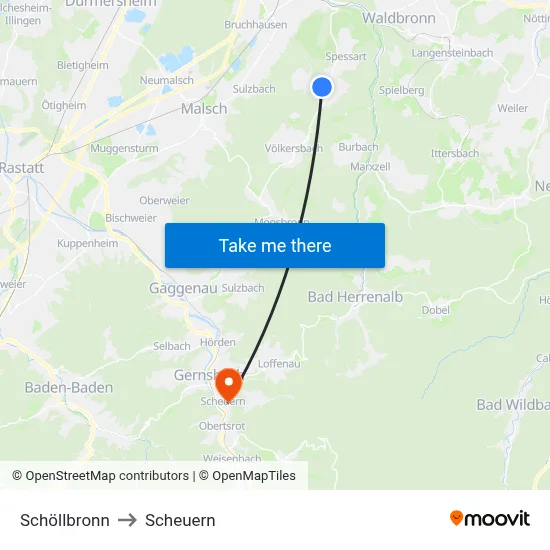 Schöllbronn to Scheuern map