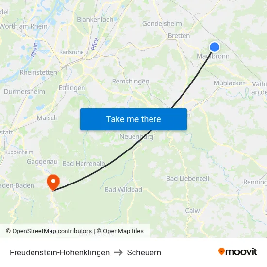 Freudenstein-Hohenklingen to Scheuern map