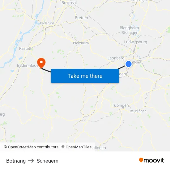 Botnang to Scheuern map