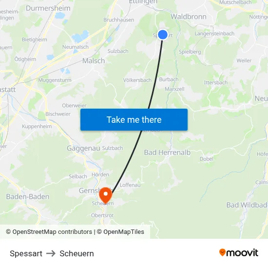 Spessart to Scheuern map