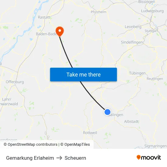 Gemarkung Erlaheim to Scheuern map