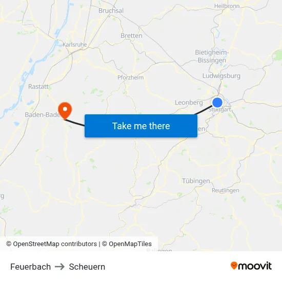 Feuerbach to Scheuern map