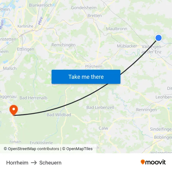 Horrheim to Scheuern map