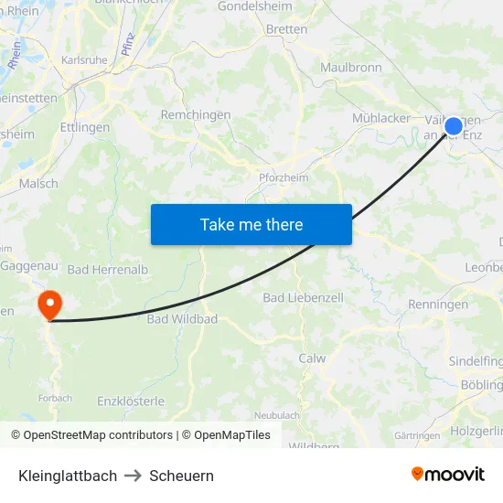 Kleinglattbach to Scheuern map