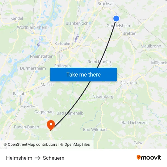 Helmsheim to Scheuern map
