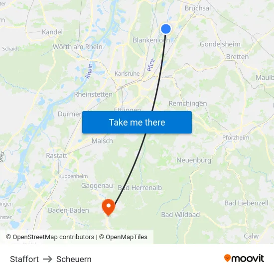 Staffort to Scheuern map