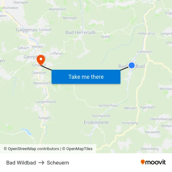 Bad Wildbad to Scheuern map