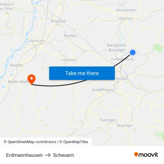 Erdmannhausen to Scheuern map