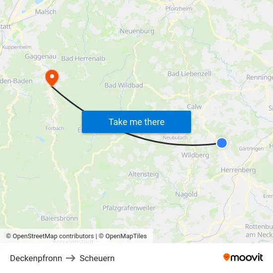 Deckenpfronn to Scheuern map