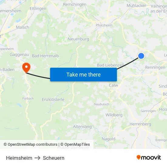 Heimsheim to Scheuern map