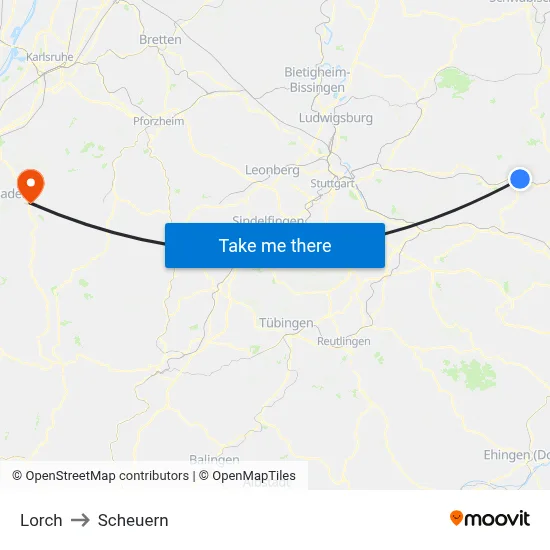 Lorch to Scheuern map