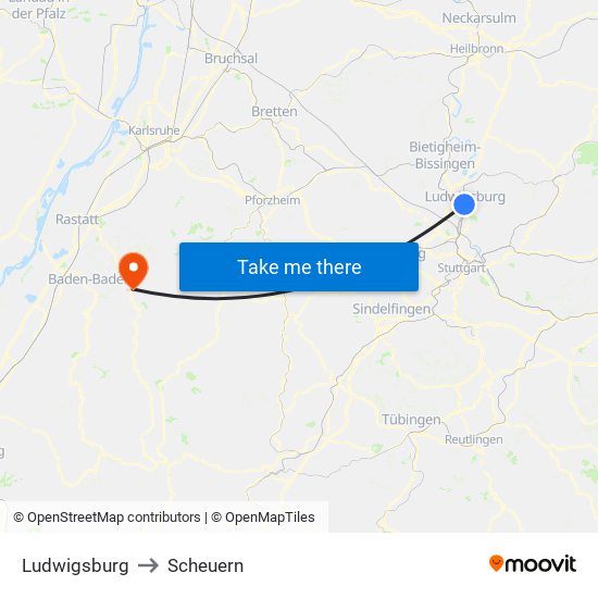 Ludwigsburg to Scheuern map