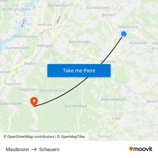 Maulbronn to Scheuern map