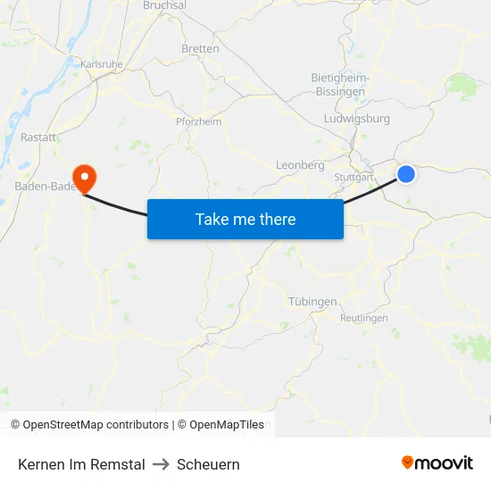 Kernen Im Remstal to Scheuern map