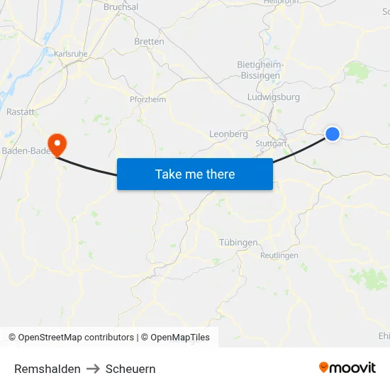 Remshalden to Scheuern map