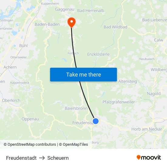 Freudenstadt to Scheuern map