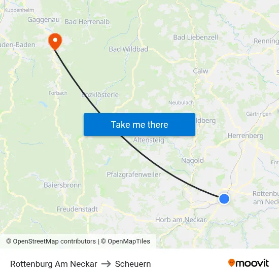 Rottenburg Am Neckar to Scheuern map
