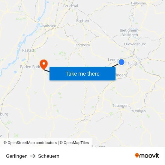 Gerlingen to Scheuern map
