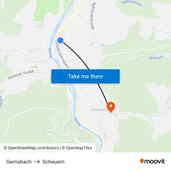 Gernsbach to Scheuern map