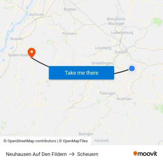 Neuhausen Auf Den Fildern to Scheuern map