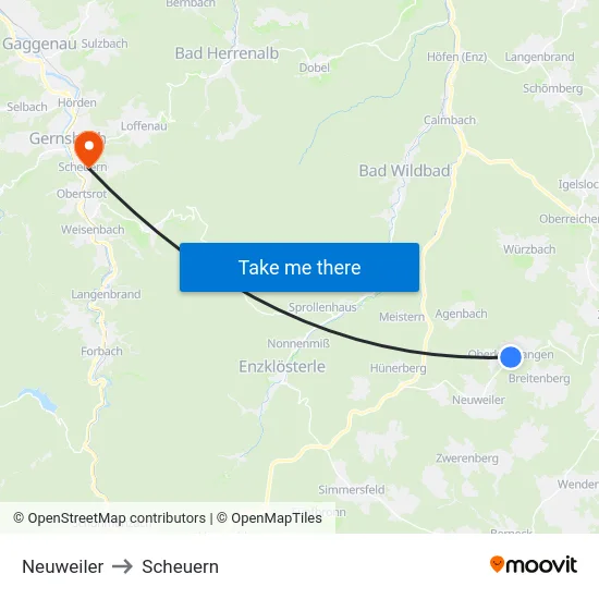 Neuweiler to Scheuern map