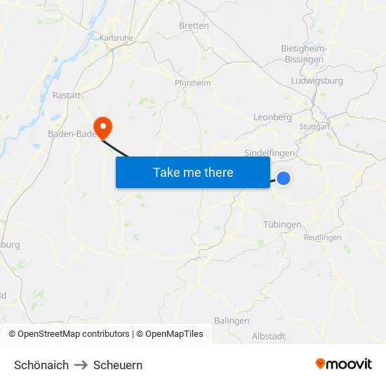 Schönaich to Scheuern map