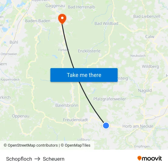 Schopfloch to Scheuern map