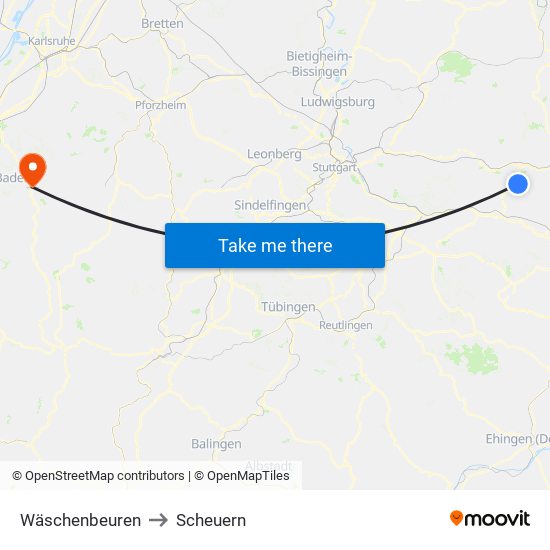 Wäschenbeuren to Scheuern map