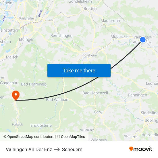 Vaihingen An Der Enz to Scheuern map