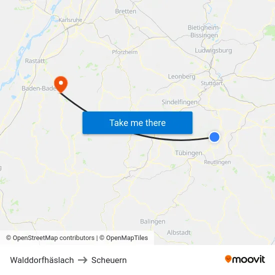 Walddorfhäslach to Scheuern map
