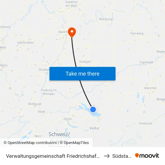 Verwaltungsgemeinschaft Friedrichshafen to Südstadt map