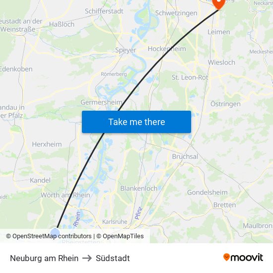 Neuburg am Rhein to Südstadt map