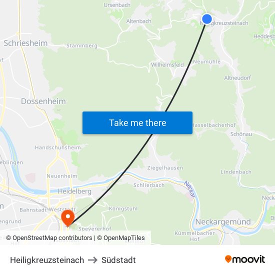 Heiligkreuzsteinach to Südstadt map