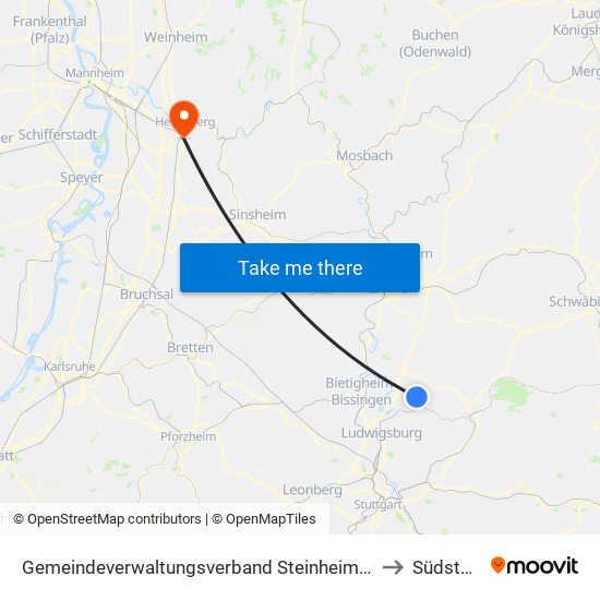 Gemeindeverwaltungsverband Steinheim-Murr to Südstadt map