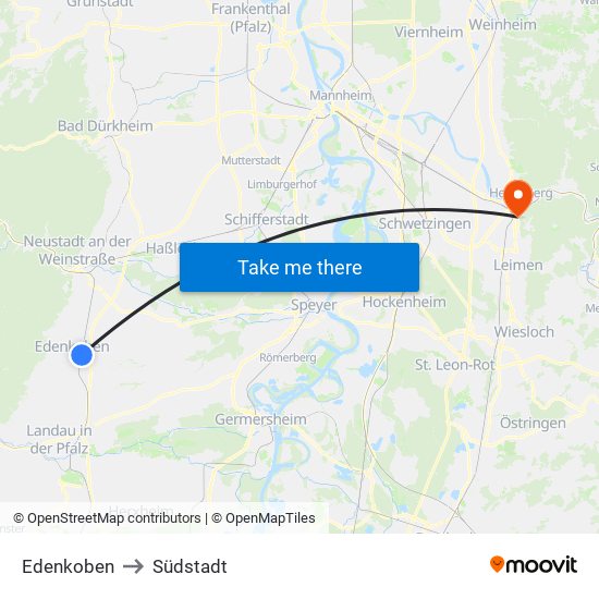 Edenkoben to Südstadt map