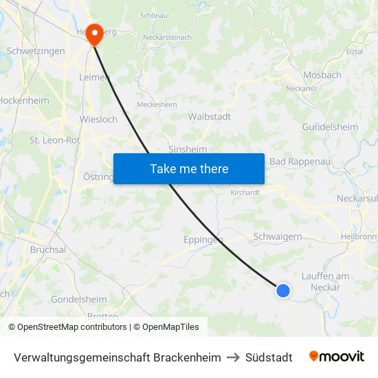 Verwaltungsgemeinschaft Brackenheim to Südstadt map