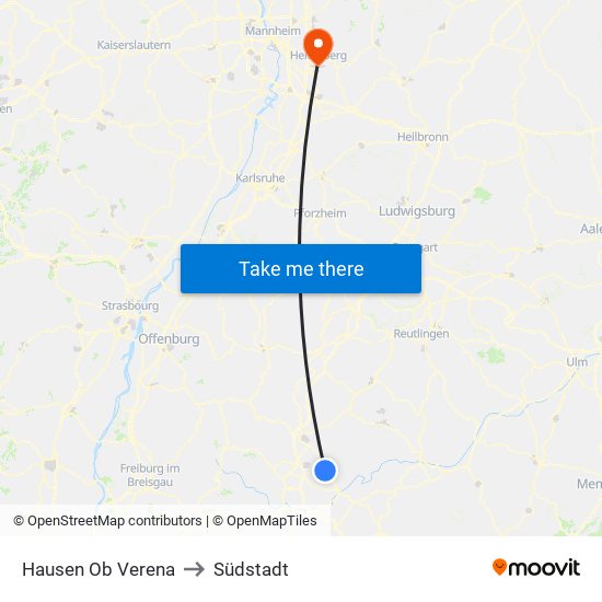 Hausen Ob Verena to Südstadt map