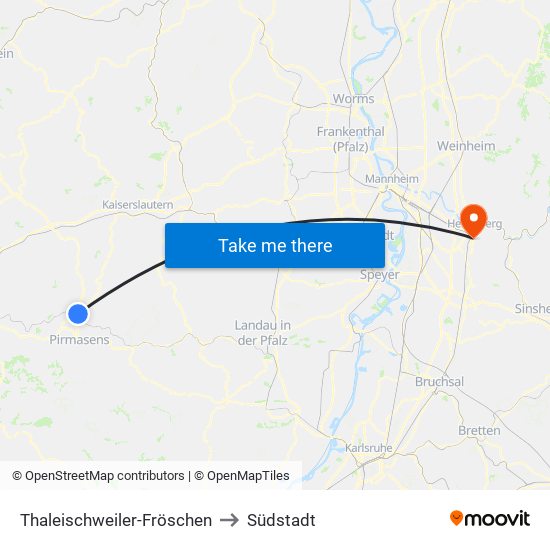 Thaleischweiler-Fröschen to Südstadt map