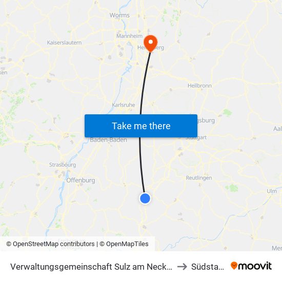 Verwaltungsgemeinschaft Sulz am Neckar to Südstadt map