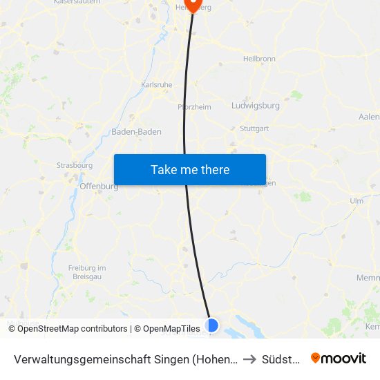 Verwaltungsgemeinschaft Singen (Hohentwiel) to Südstadt map