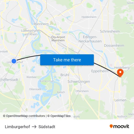 Limburgerhof to Südstadt map