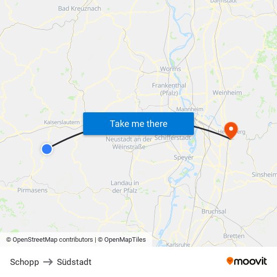 Schopp to Südstadt map