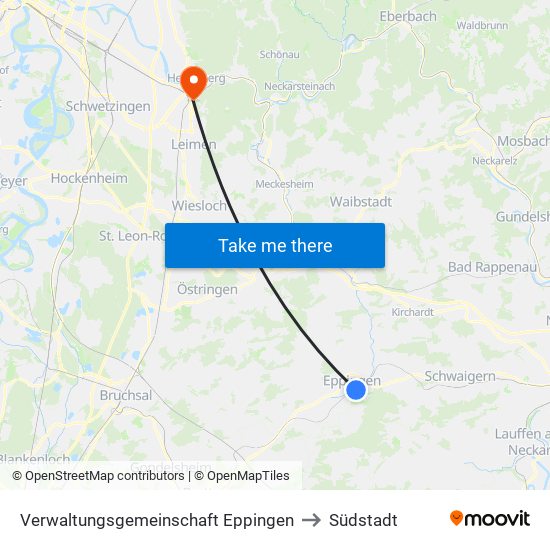 Verwaltungsgemeinschaft Eppingen to Südstadt map