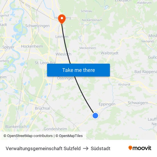 Verwaltungsgemeinschaft Sulzfeld to Südstadt map