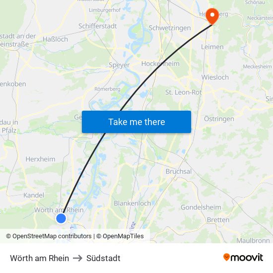 Wörth am Rhein to Südstadt map