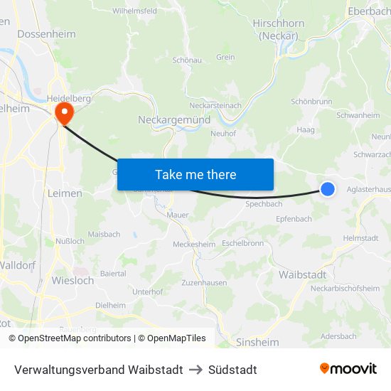 Verwaltungsverband Waibstadt to Südstadt map