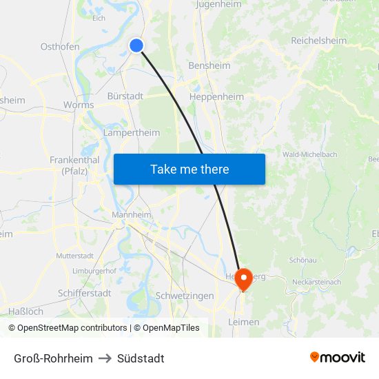 Groß-Rohrheim to Südstadt map