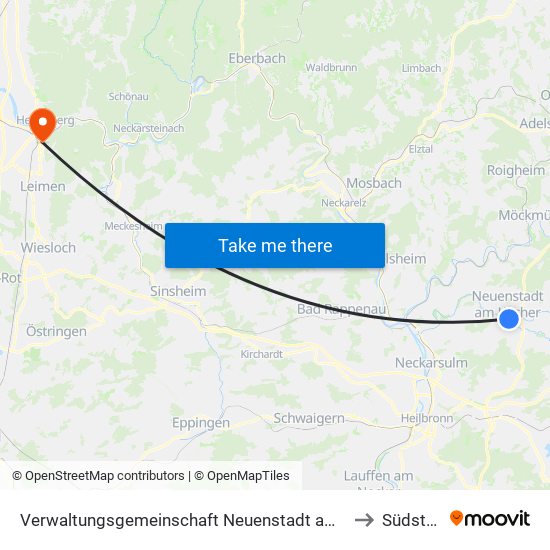 Verwaltungsgemeinschaft Neuenstadt am Kocher to Südstadt map