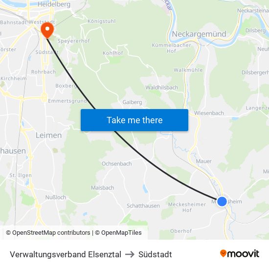 Verwaltungsverband Elsenztal to Südstadt map