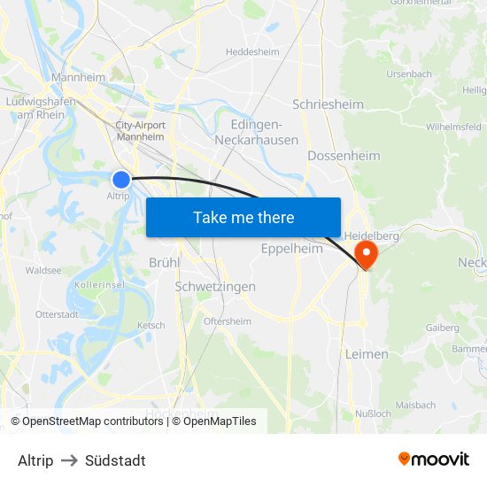 Altrip to Südstadt map